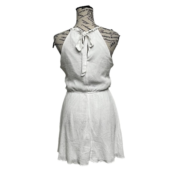 Blue Rain Ivory Crinkle Gauze Mini Dress Beach Coastal Preppy Boho Peasent M - Picture 4 of 9